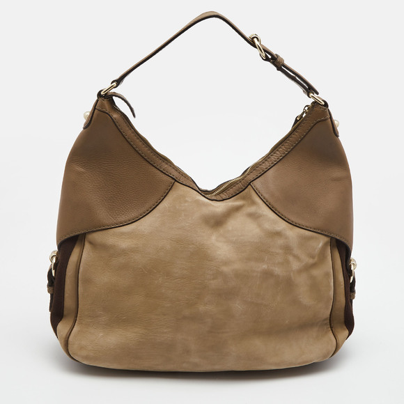 GUCCI Beige/Brown Leather Medium Web Horsebit Heritage Hobo - Picture 4 of 8